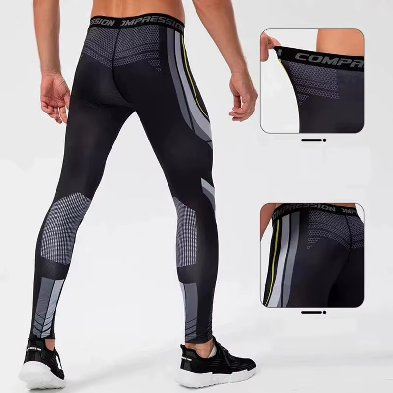 Men'S Running Leggings Sportswear Quick Dry Gym Fitness Tights Workout Training Jogging Sports Trousers Compression Sport Pants