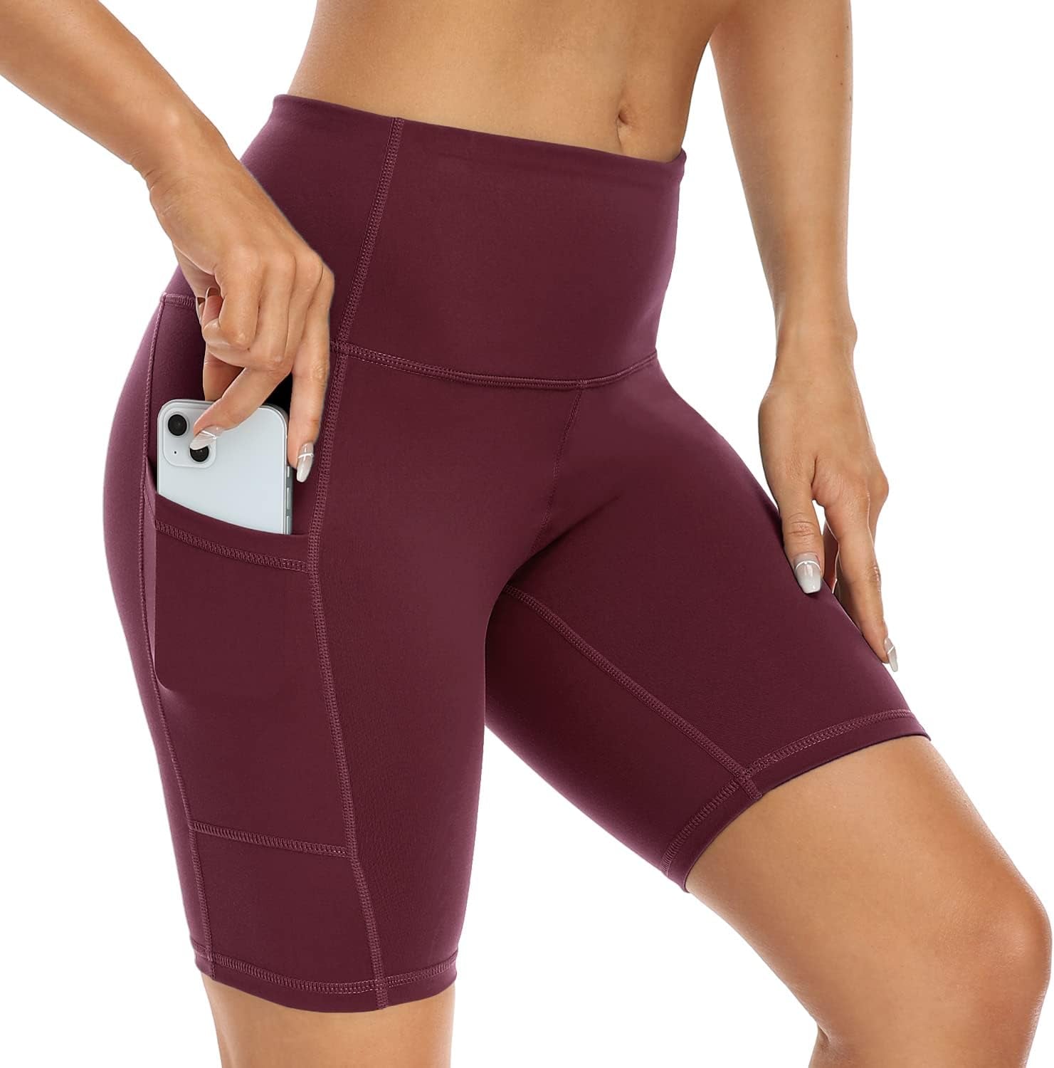 3 Pack High Waist Out Pocket Yoga Short 8"/5" Tummy Control Workout Shorts Running Athletic Non See-Through Active Shorts