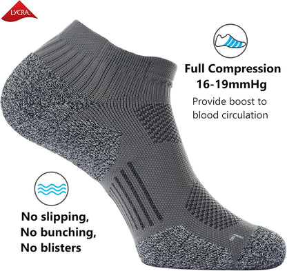 Unisex Cushioned Compression Athletic Ankle Socks Multipack