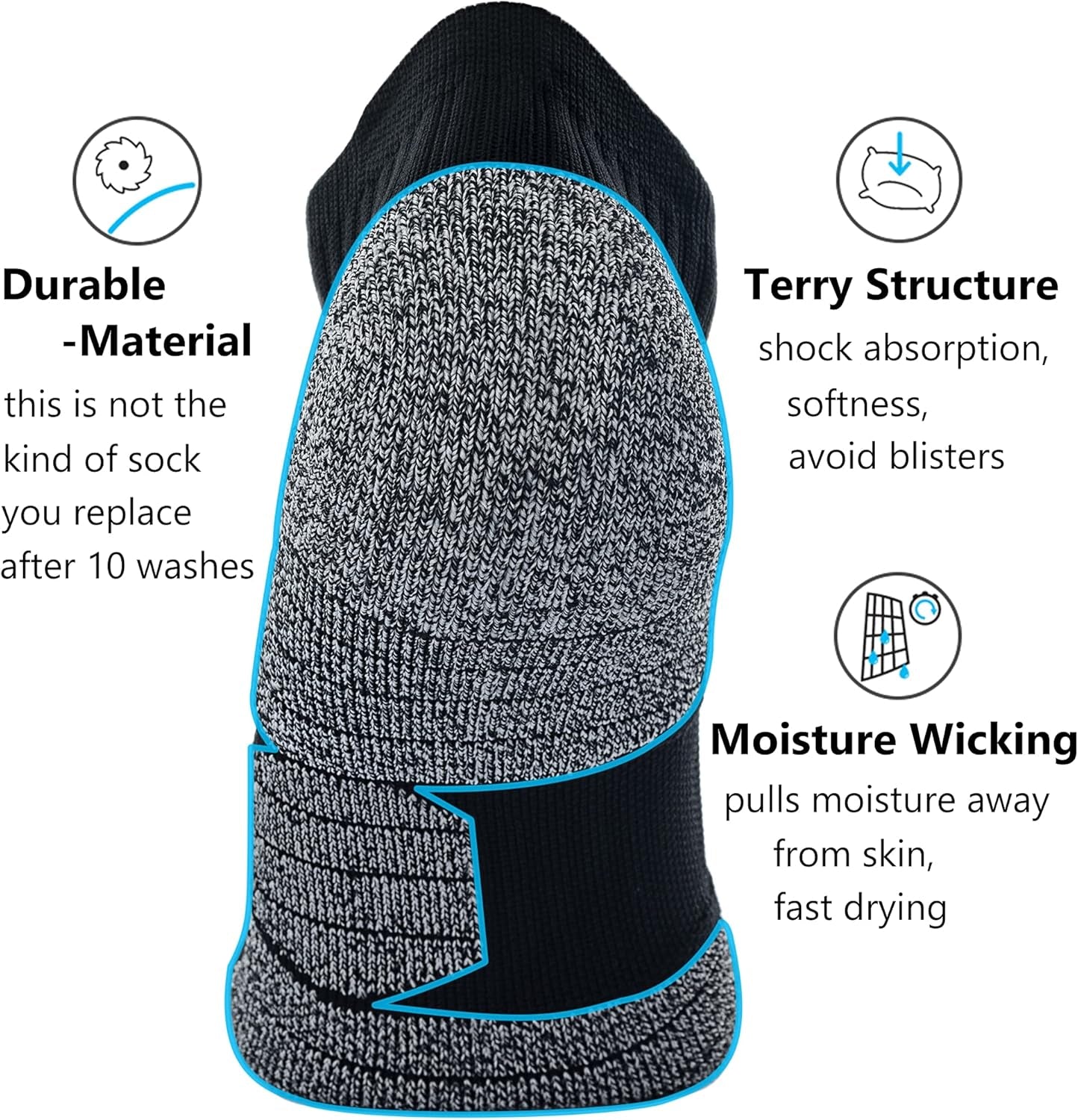 Unisex Cushioned Compression Athletic Ankle Socks Multipack